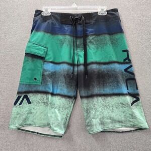 RVCA Men Swimwear 30 Green Board Shorts Performance Stretch‎ Outdoor Beach Surf